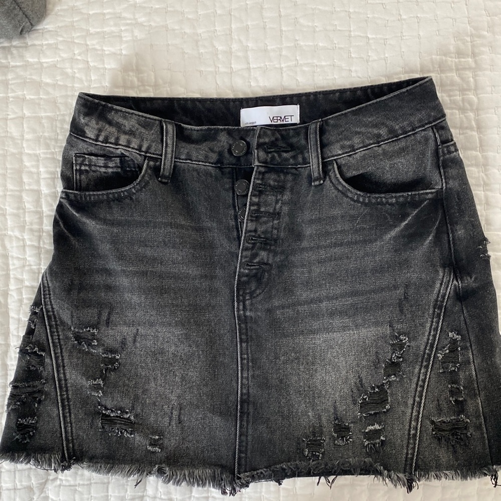 Vervet black distressed denim skirt - worn once!